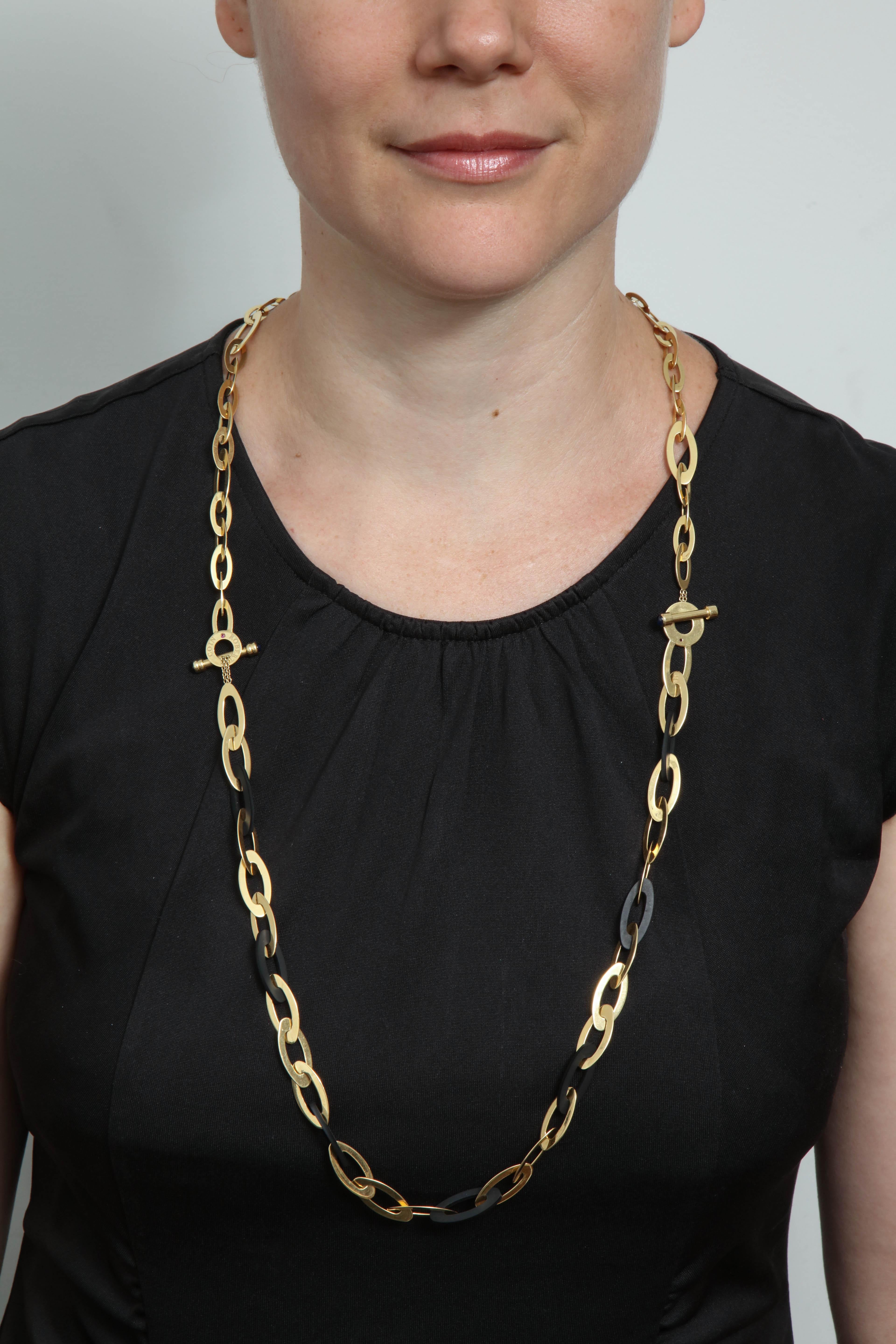Roberto Coin 1990s Rubber with Gold Oblong Links Convertible Chain Necklace 6