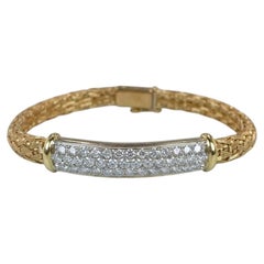 Roberto Coin – Armband aus 18-karätigem Gelb- und Weißgold mit geflochtenem Design und einem 2-Karat-Diamanten