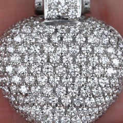 Roberto Coin 2 Carat Diamond Pave Heart Pendant in 18k White Gold