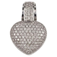 Roberto Coin 2 Carat Diamond Pave Heart Pendant in 18k White Gold