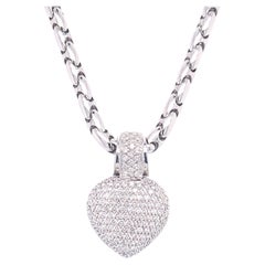 Roberto Coin 2 Carat Diamond Pave Puffed Heart Pendant Necklace