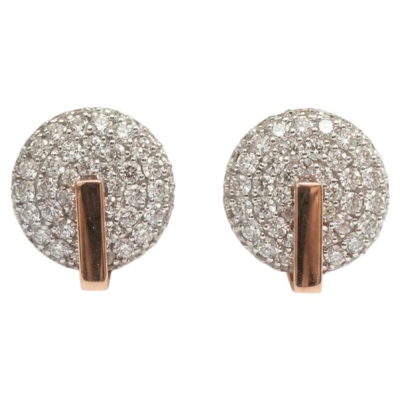 Pendientes de botón de oro bicolor con un diamante de 2 quilates de Roberto Coin en venta