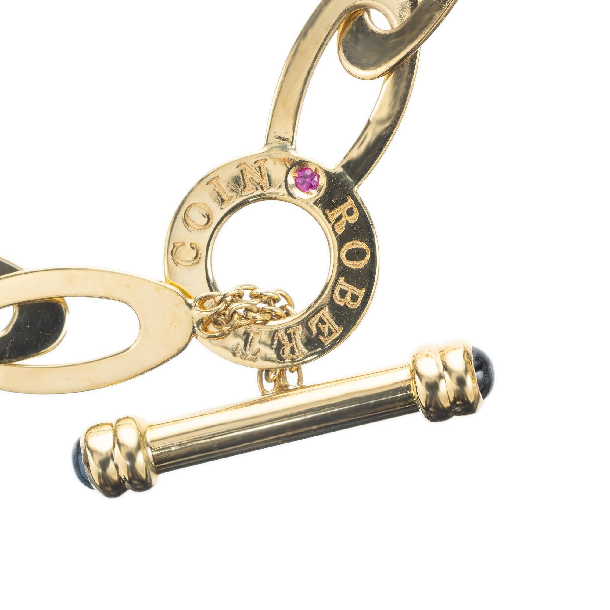 Cabochon Roberto Coin .20 Carat Sapphire Ruby Yellow Gold Chic and Shine Bracelet For Sale