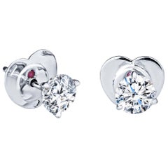 Roberto Coin 2.00 Carat F SI1 Diamond 18kt White Gold Stud Earrings, GIA Reports