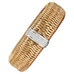 Roberto Coin 2000er Jahre 1,08 Karat Diamant-Armband aus 18 Karat zweifarbigem Goldgeflecht mit Mesh