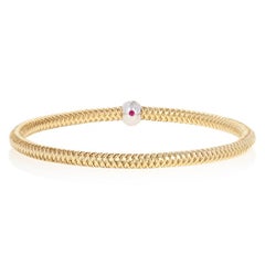 Roberto Coin .22 Carat Diamond Primavera Bracelet, 18 Karat Gold Flexible Bangle