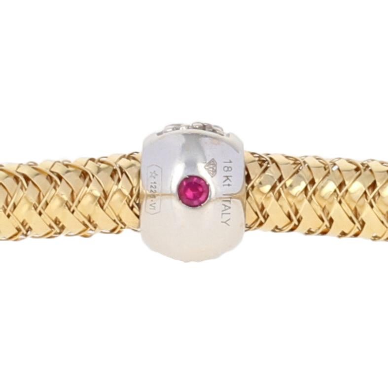 Round Cut Roberto Coin .22 Carat Diamond Primavera Bracelet, 18 Karat Gold Flexible Bangle
