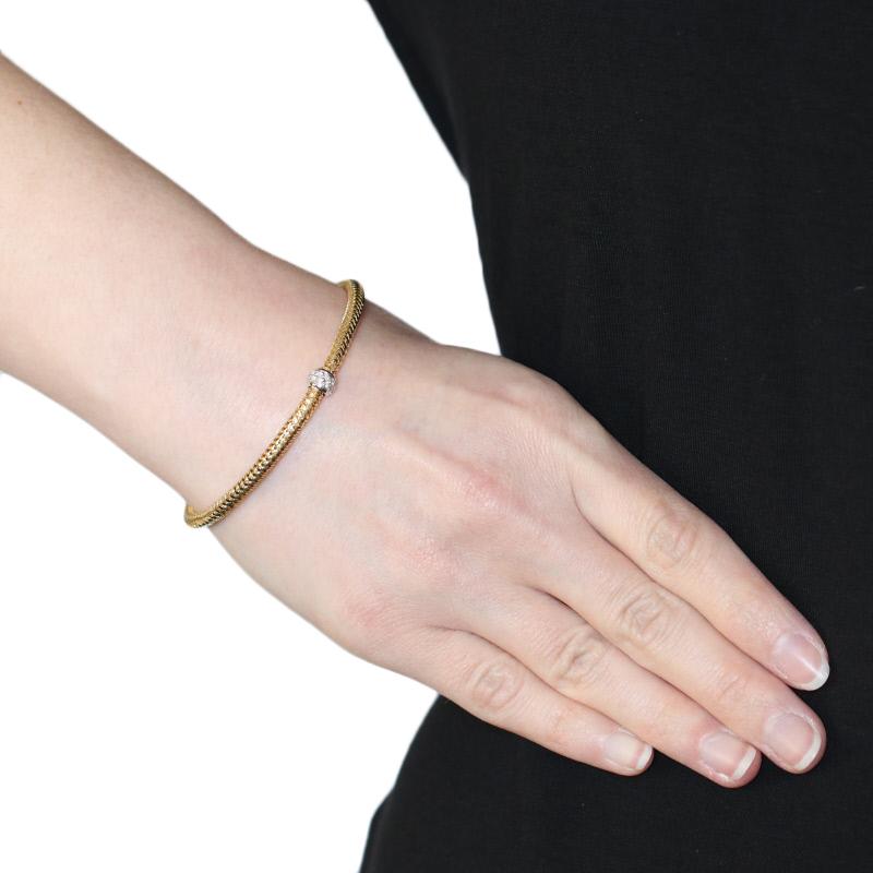 Roberto Coin .22 Carat Diamond Primavera Bracelet, 18 Karat Gold Flexible Bangle 1