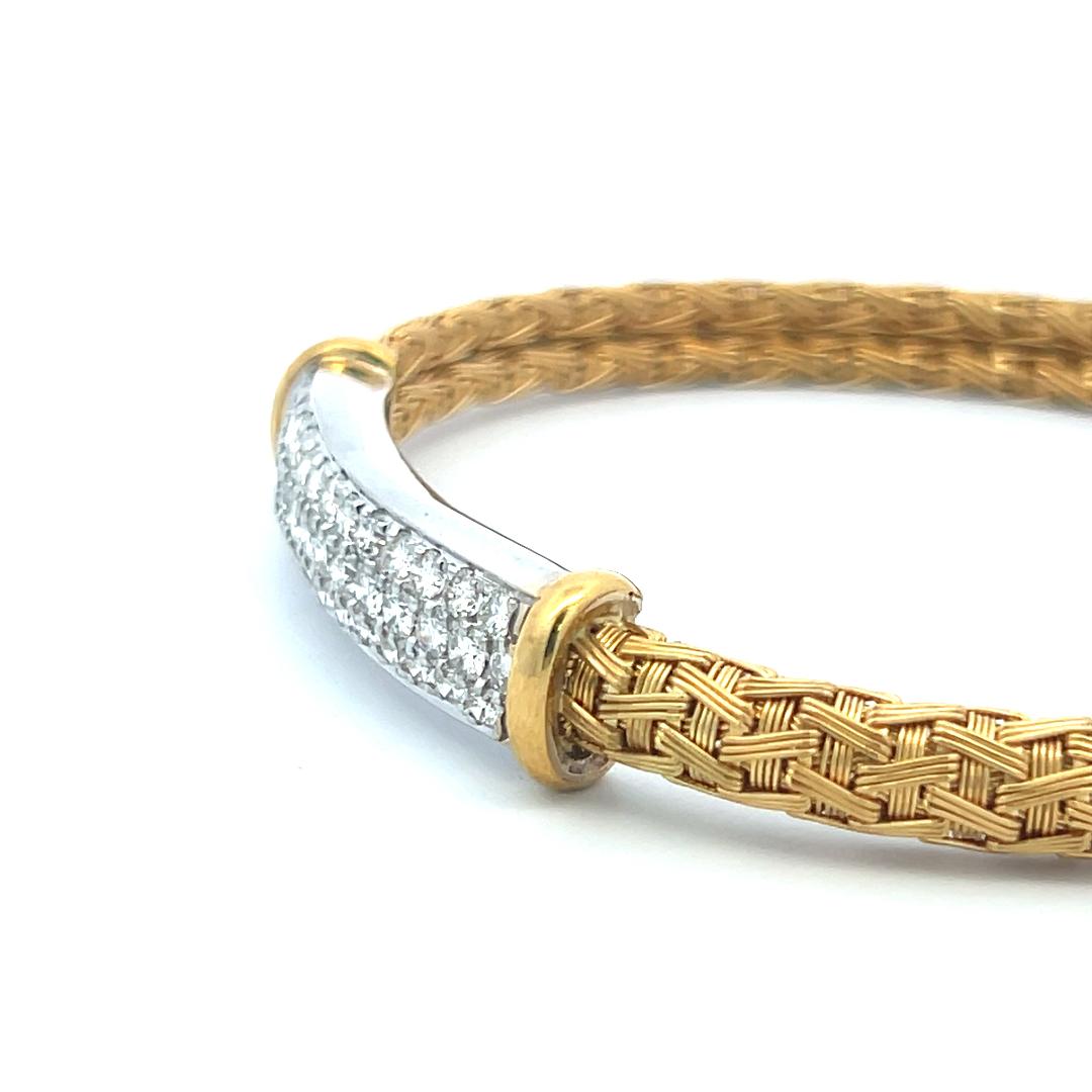Roberto Coin 2.50 Carat Round Brilliant Diamond 18K Yellow Gold Woven Bracelet For Sale 6