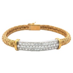 Roberto Coin 2.50 Carat Round Brilliant Diamond 18K Yellow Gold Woven Bracelet