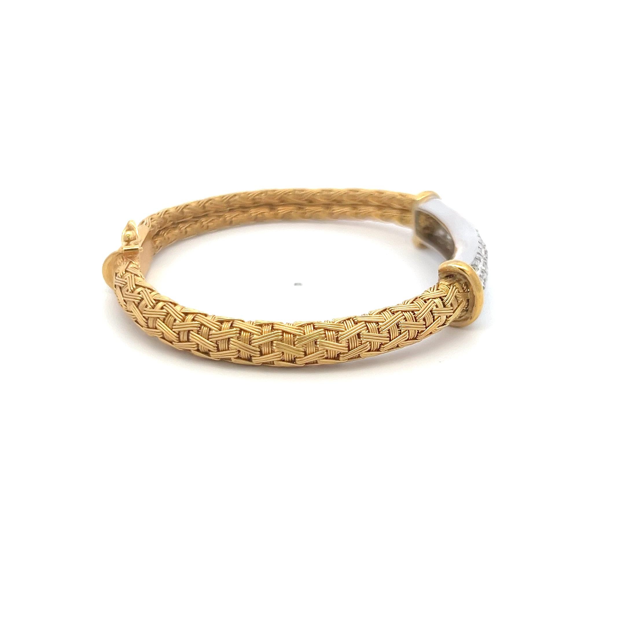Roberto Coin Pulsera tejida de oro amarillo de 18 quilates con 2,50 quilates de diamantes Corte brillante en venta
