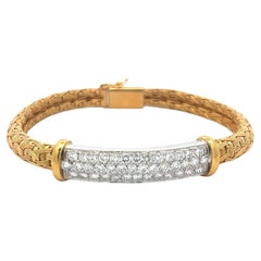 Roberto Coin 2.50ct Diamond 18K Yellow Gold Woven Bracelet