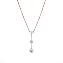 Roberto Coin 3 Diamond Drop Pendant Necklace 18 Karat White Gold