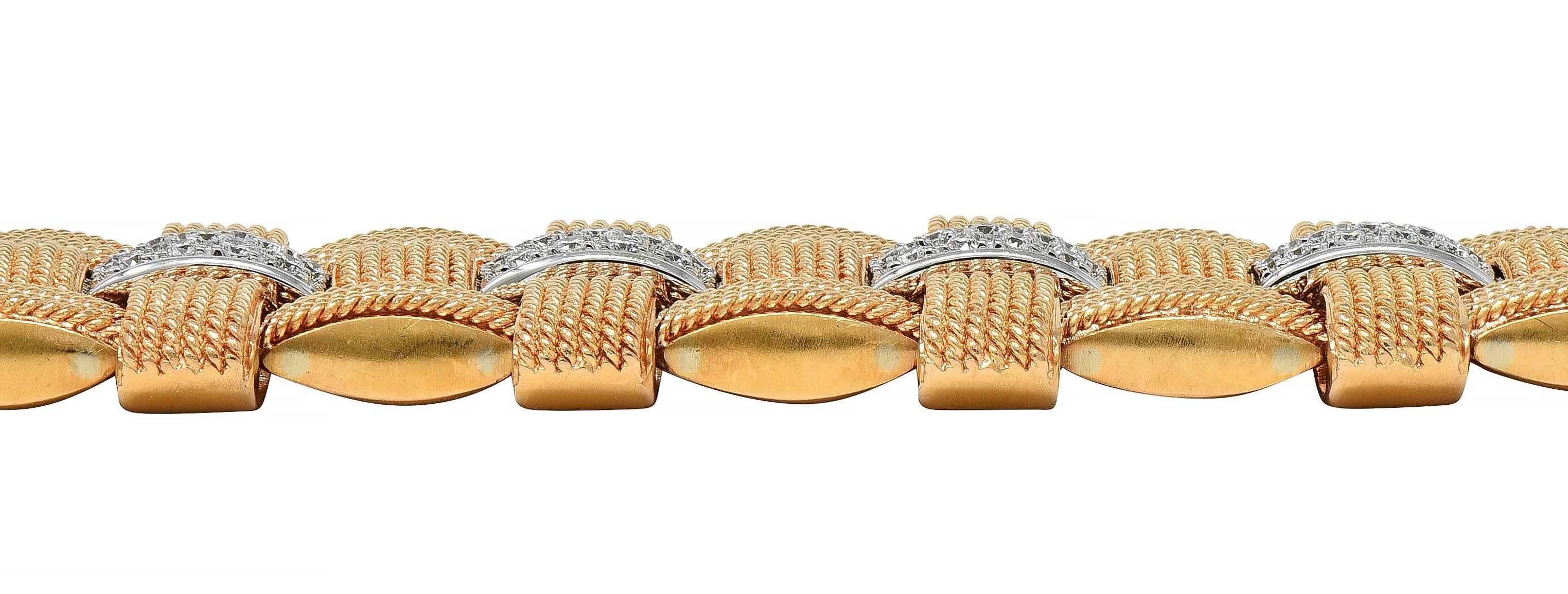 Roberto Coin 3.48 CTW Diamond Ruby 18K Two-Tone Gold Woven Magnifica Bracelet en vente 5
