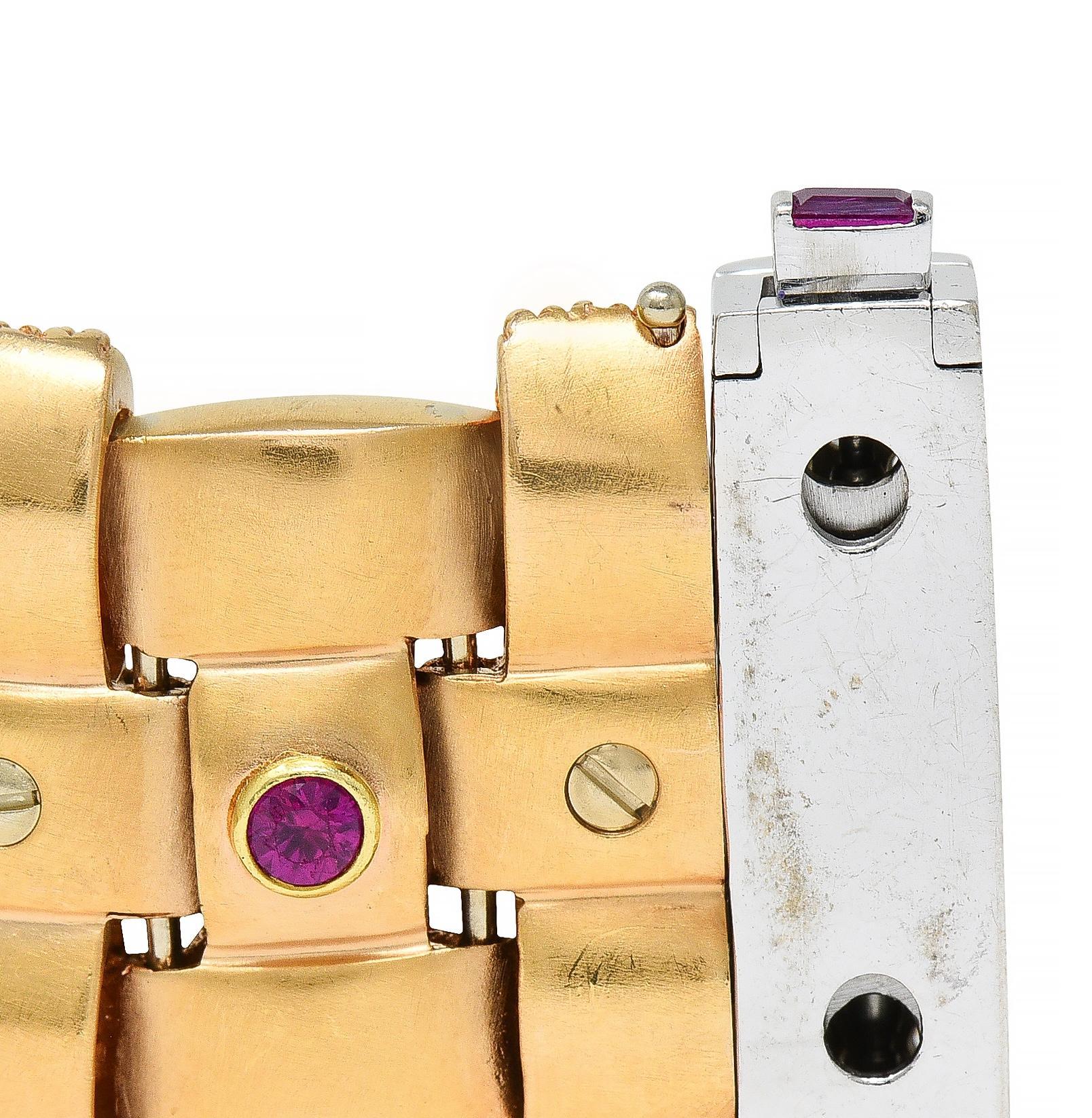 Roberto Coin 3.48 CTW Diamond Ruby 18K Two-Tone Gold Woven Magnifica Bracelet en vente 3