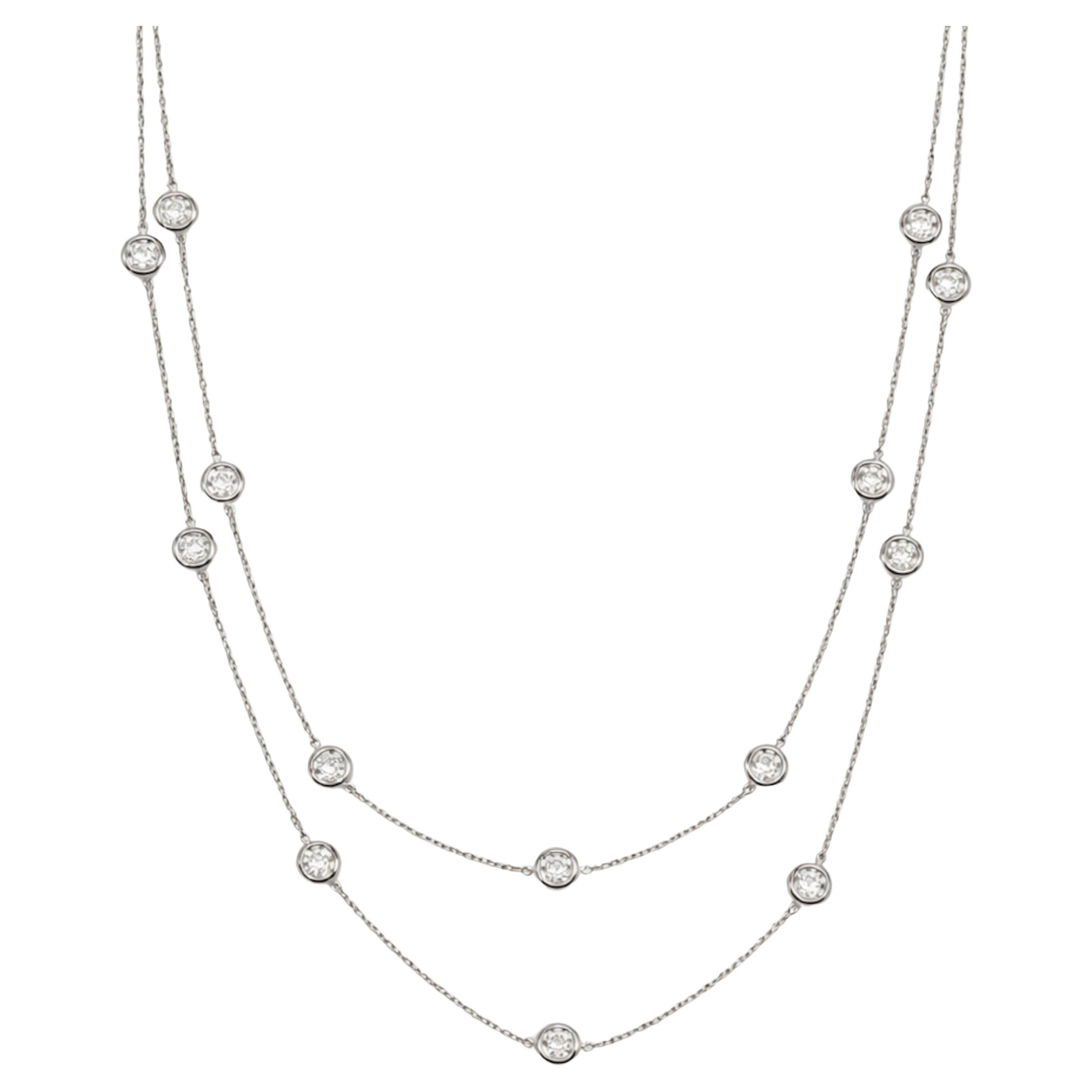 Collier de diamants en or blanc 18 carats Roberto Coin 5 carats en vente