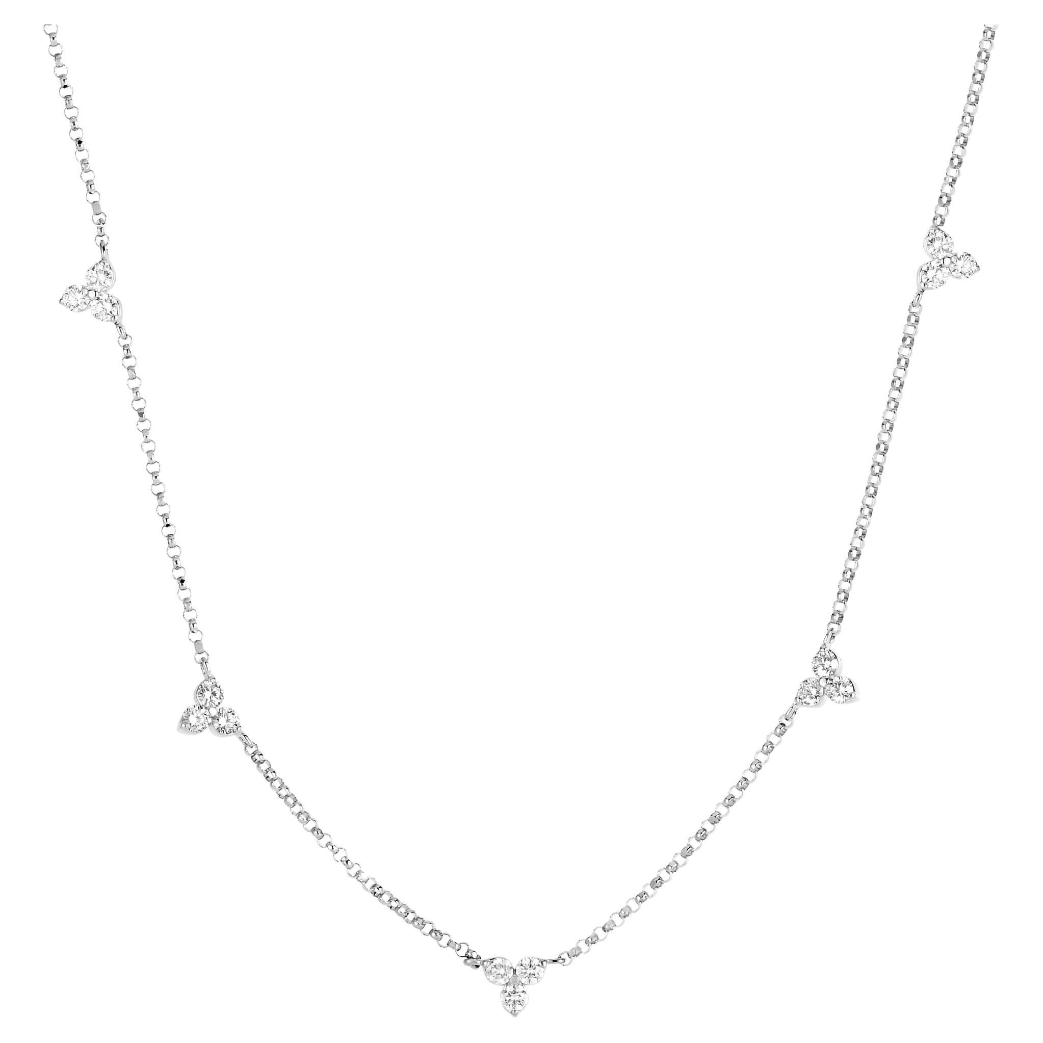 Roberto Coin 5 Station Diamond Flower Necklace 7773261AW17X For Sale