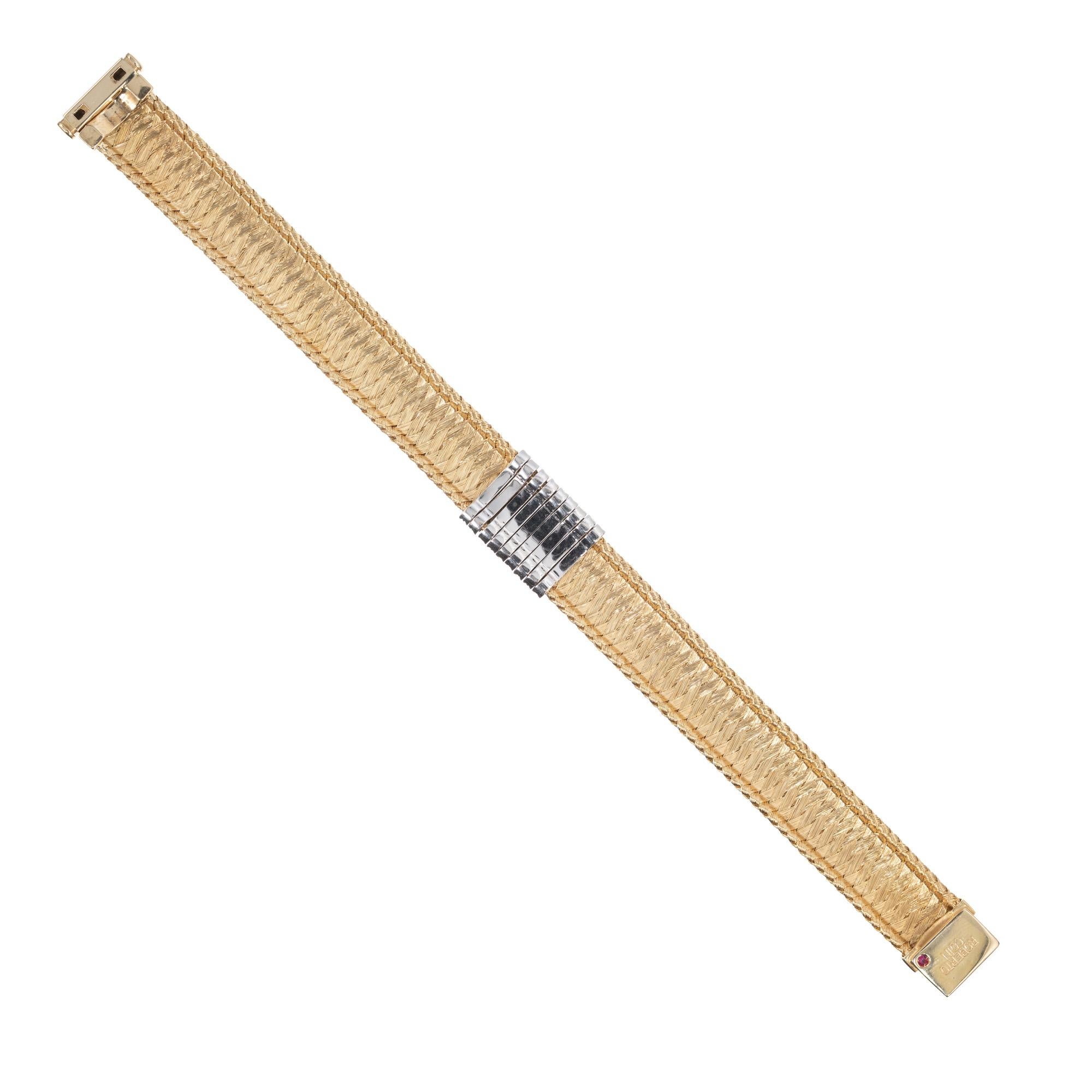 Roberto Coin Bracelet en or jaune tissé de soie avec diamant de 0,50 carat et rubis Pour femmes en vente