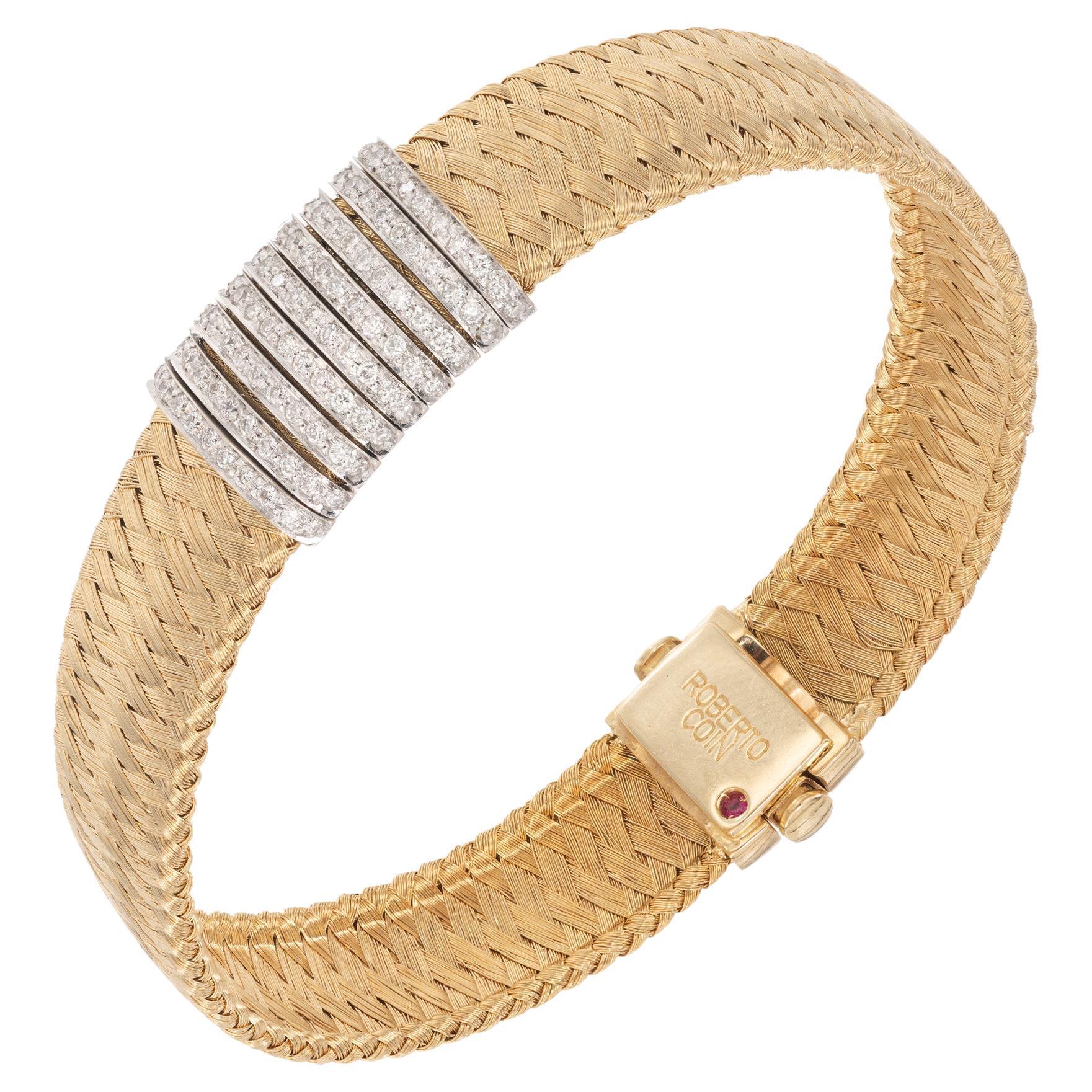 Roberto Coin .50 Karat Diamant Rubin Gelbgold Seidengeflecht-Armband