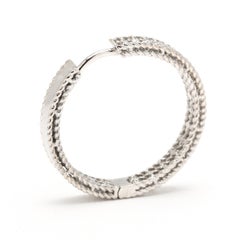 Roberto Coin .50ctw Diamond Hoop Earrings, 18k White Gold, Length: 23.7 mm