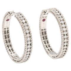 Roberto Coin .50ctw Diamond Hoop Earrings, 18k White Gold, Length: 23.7 mm