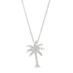 Roberto Coin .54ctw Diamond Palm Tree Pendant Necklace, 18k White Gold, 18 In