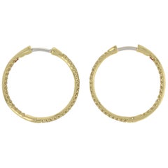 Roberto Coin .59Ctw Round Brilliant Diamond Earrings 18K Gold Inside-Out Hoops