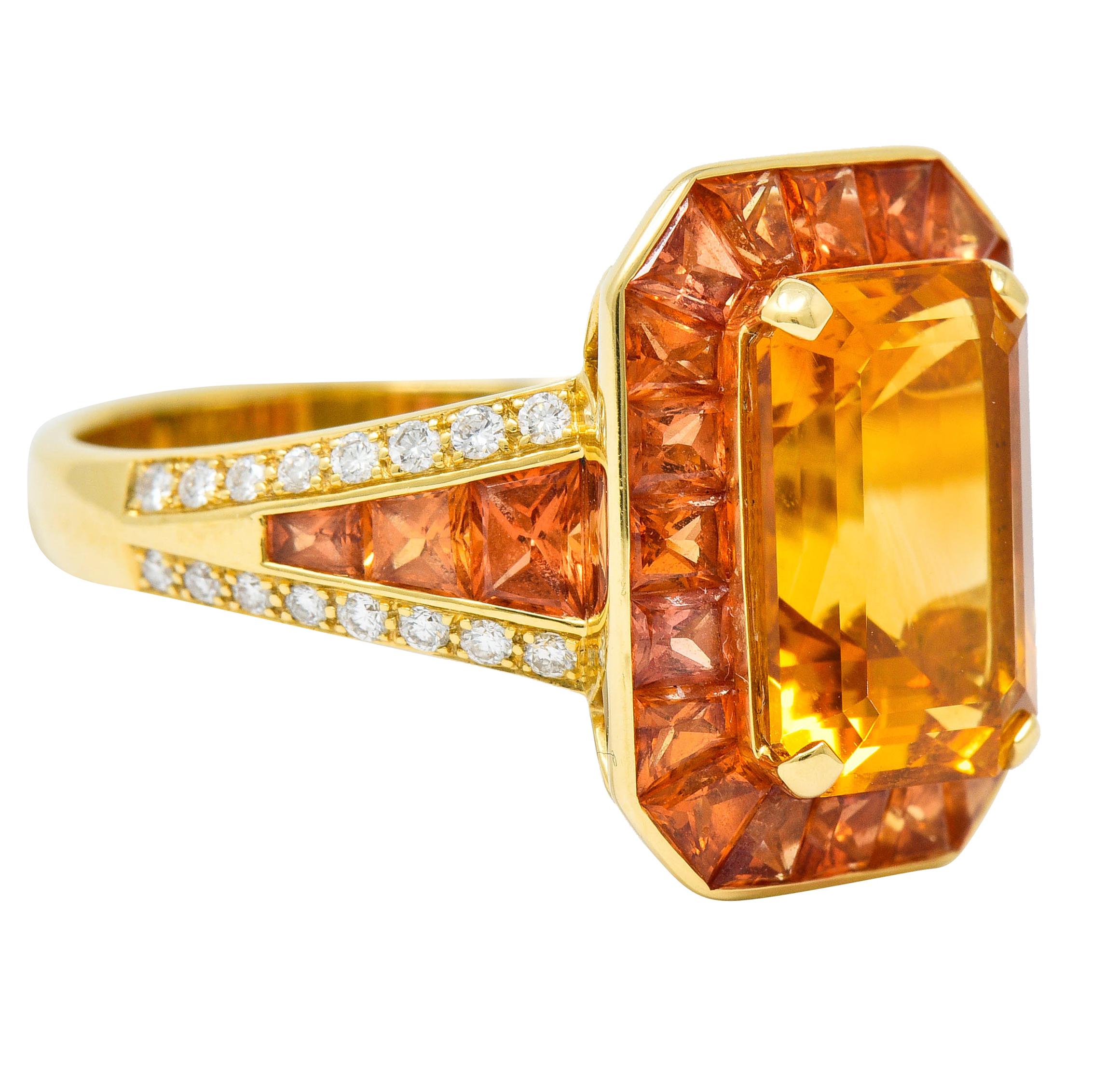 Roberto Coin Cocktail-Ring, 6,80 Karat Citrin Saphir Diamant 18 Karat Gold (Zeitgenössisch)