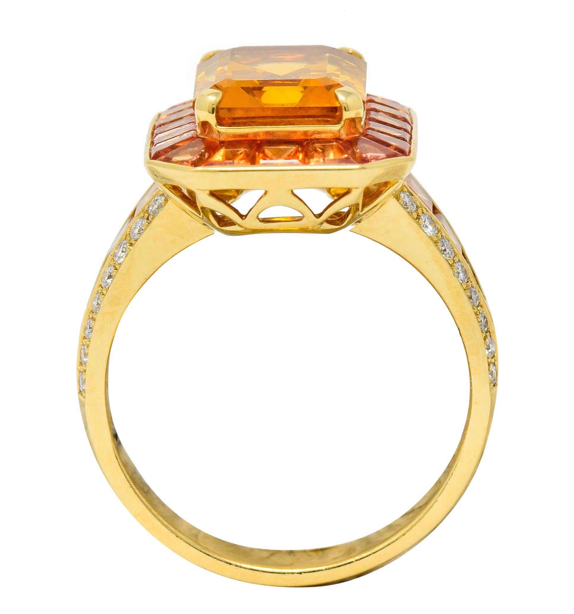 Roberto Coin Cocktail-Ring, 6,80 Karat Citrin Saphir Diamant 18 Karat Gold im Zustand „Hervorragend“ in Philadelphia, PA