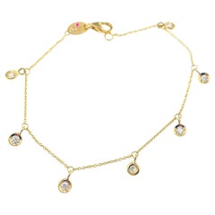 Roberto Coin Bracelet en or jaune 18 carats:: 7 stations:: diamants pendants:: avec boîte