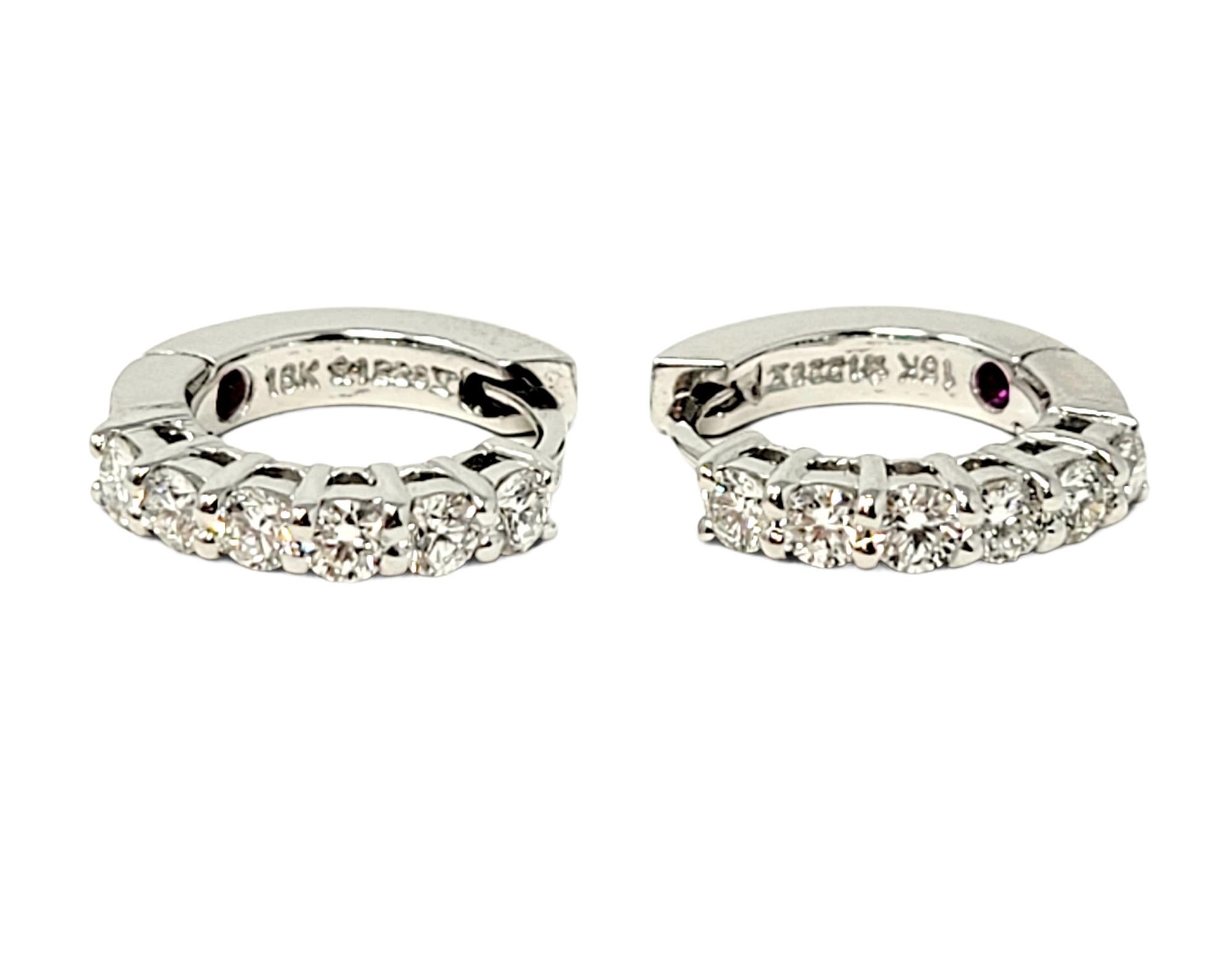 Roberto Coin .70 Carat Total Diamond Huggie Hoop Earrings in 18 Karat White Gold 5