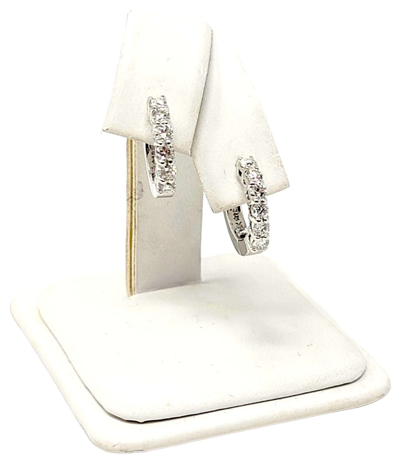 Roberto Coin .70 Carat Total Diamond Huggie Hoop Earrings in 18 Karat White Gold 7
