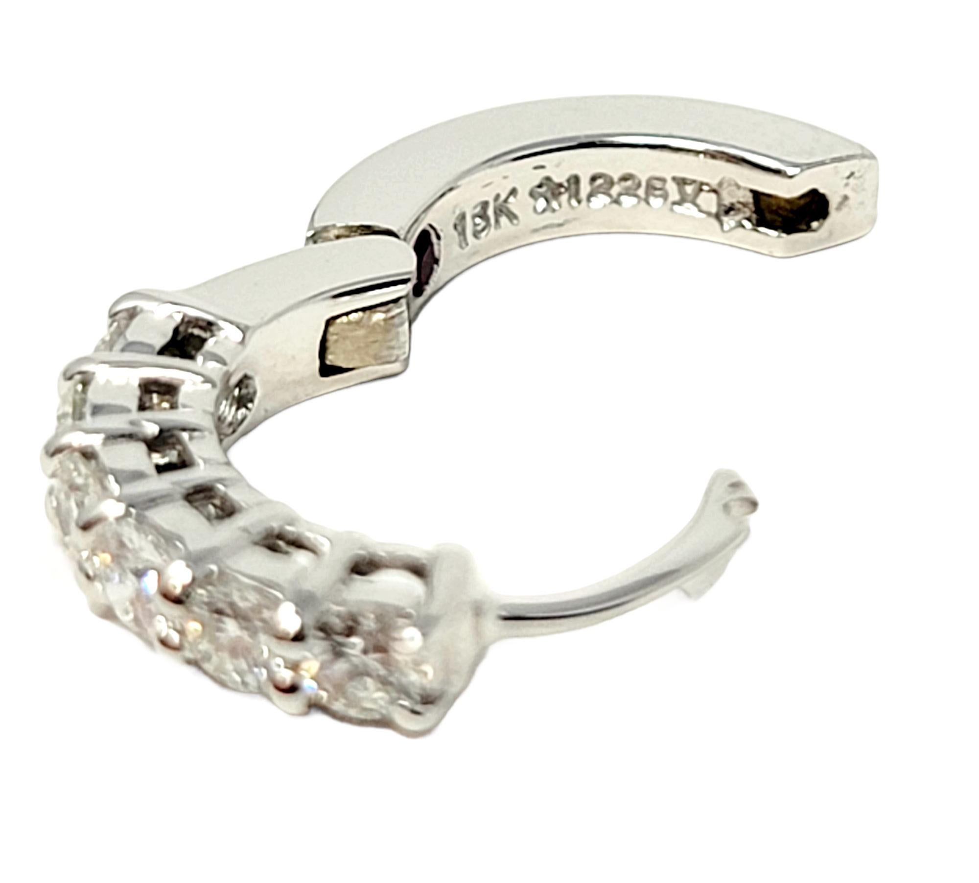 Roberto Coin .70 Carat Total Diamond Huggie Hoop Earrings in 18 Karat White Gold 8