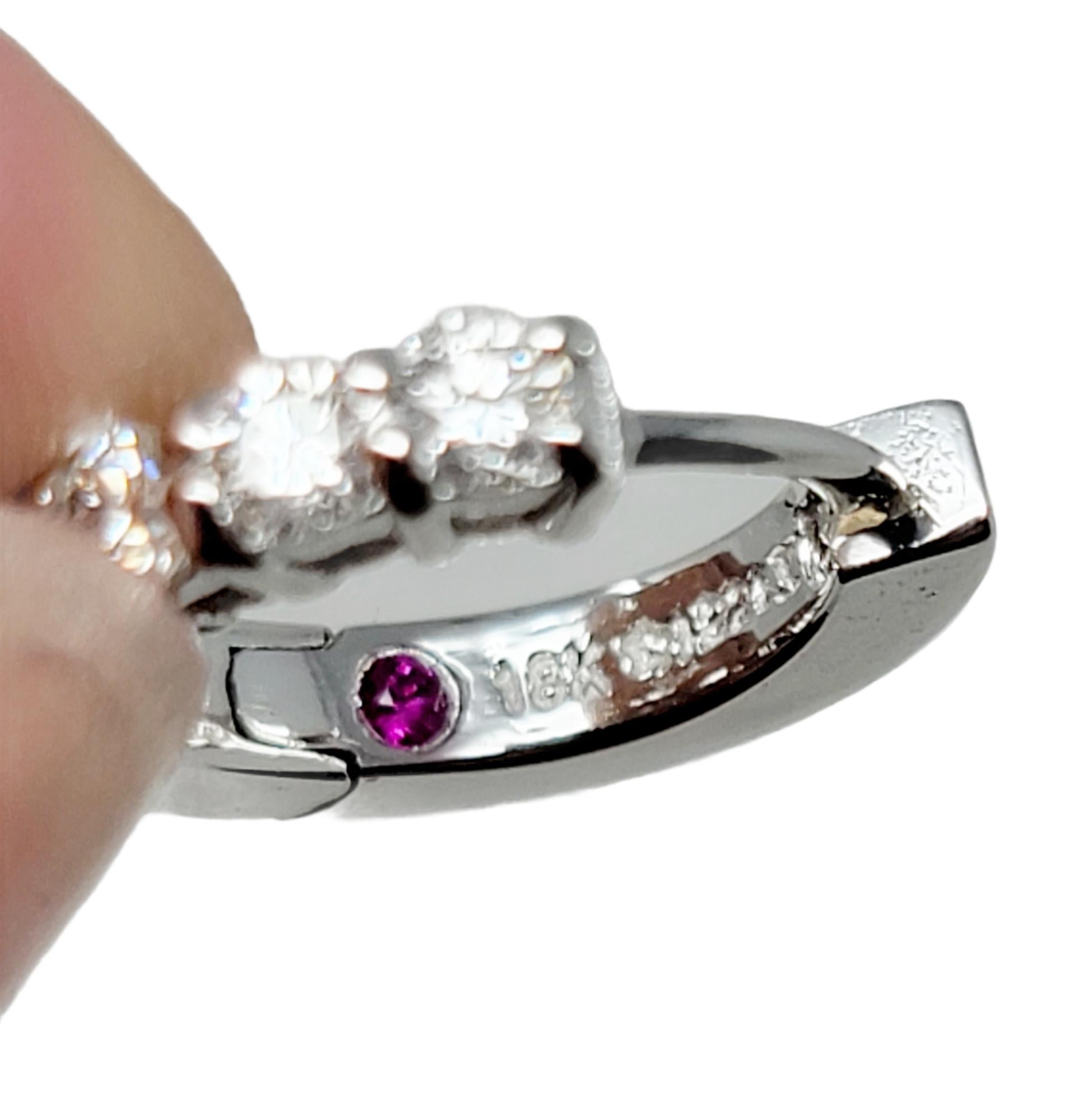 Roberto Coin .70 Carat Total Diamond Huggie Hoop Earrings in 18 Karat White Gold 9