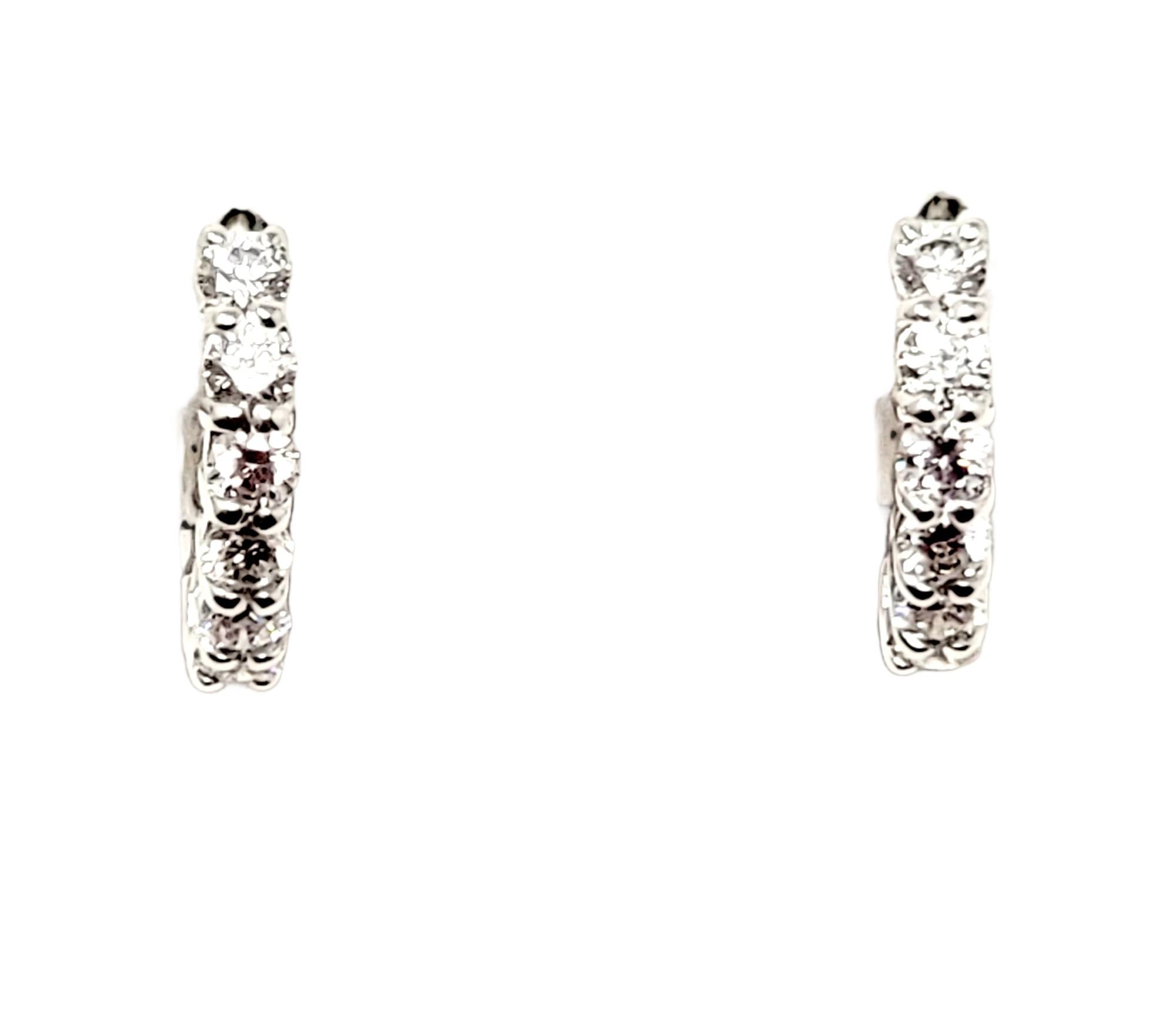 Contemporary Roberto Coin .70 Carat Total Diamond Huggie Hoop Earrings in 18 Karat White Gold