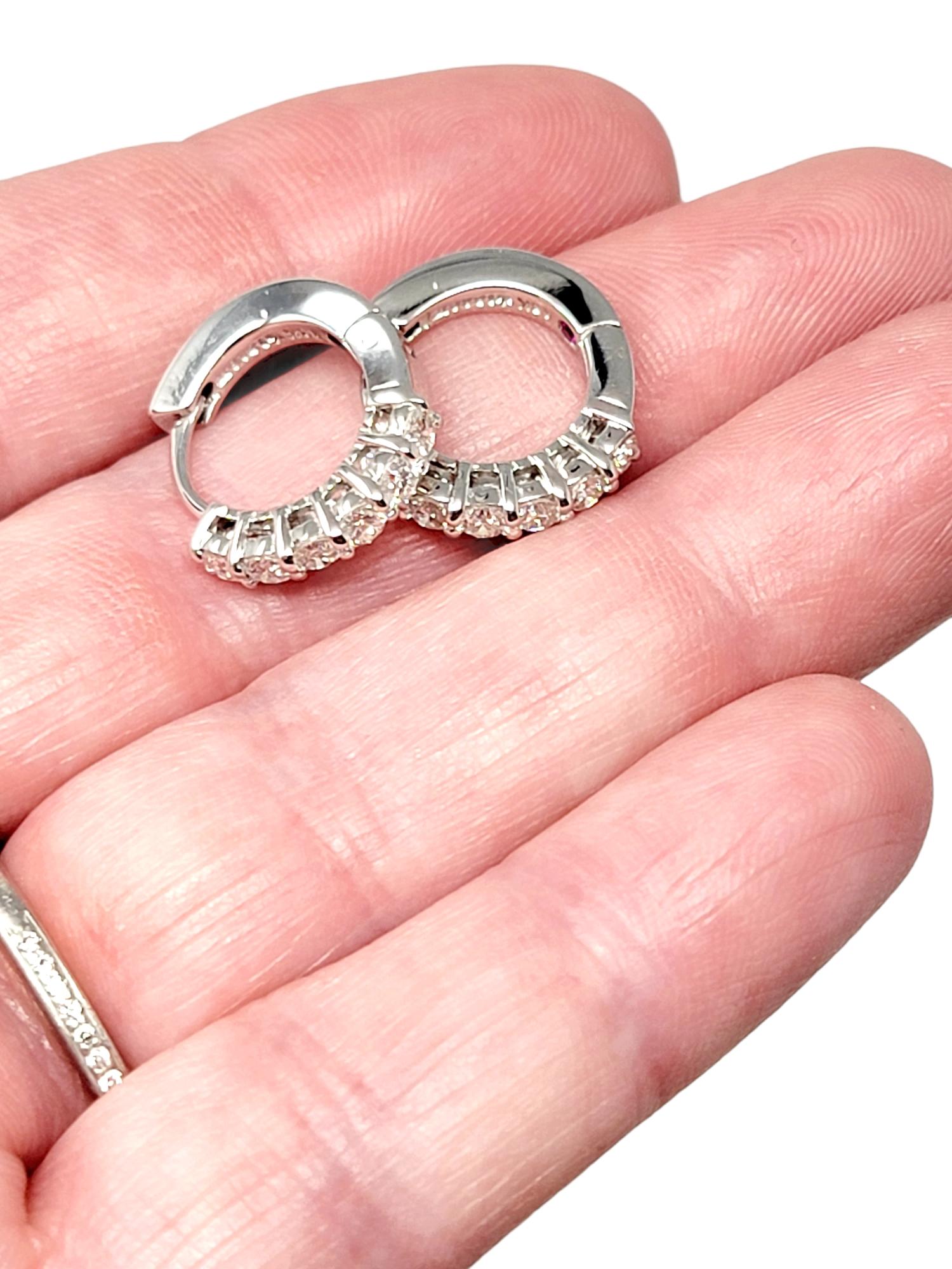 Women's Roberto Coin .70 Carat Total Diamond Huggie Hoop Earrings in 18 Karat White Gold