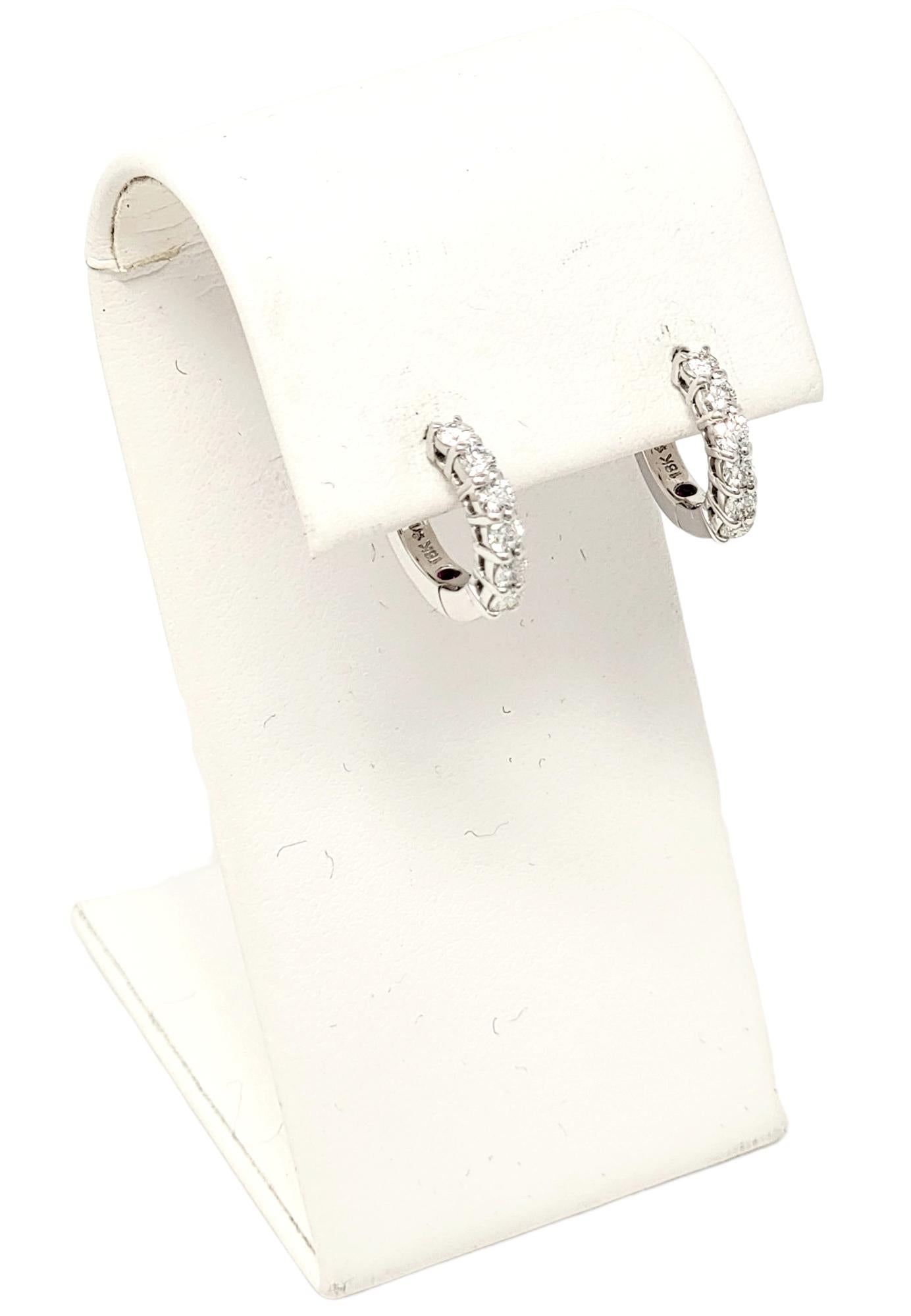 Roberto Coin .70 Carat Total Diamond Huggie Hoop Earrings in 18 Karat White Gold 2