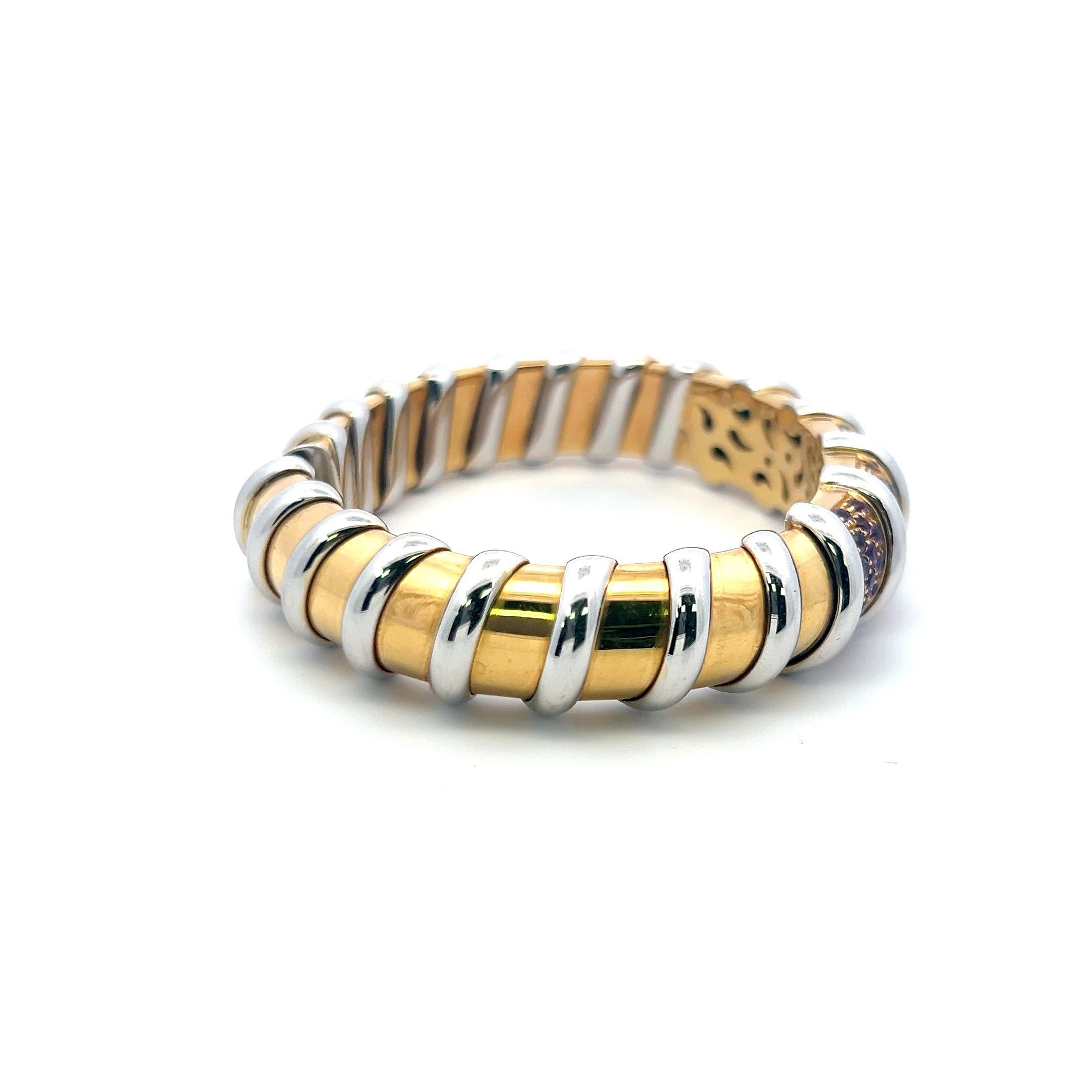 Roberto Coin, manchette en or bicolore 18 carats avec diamants brillants ronds de 8,50 carats en vente 1