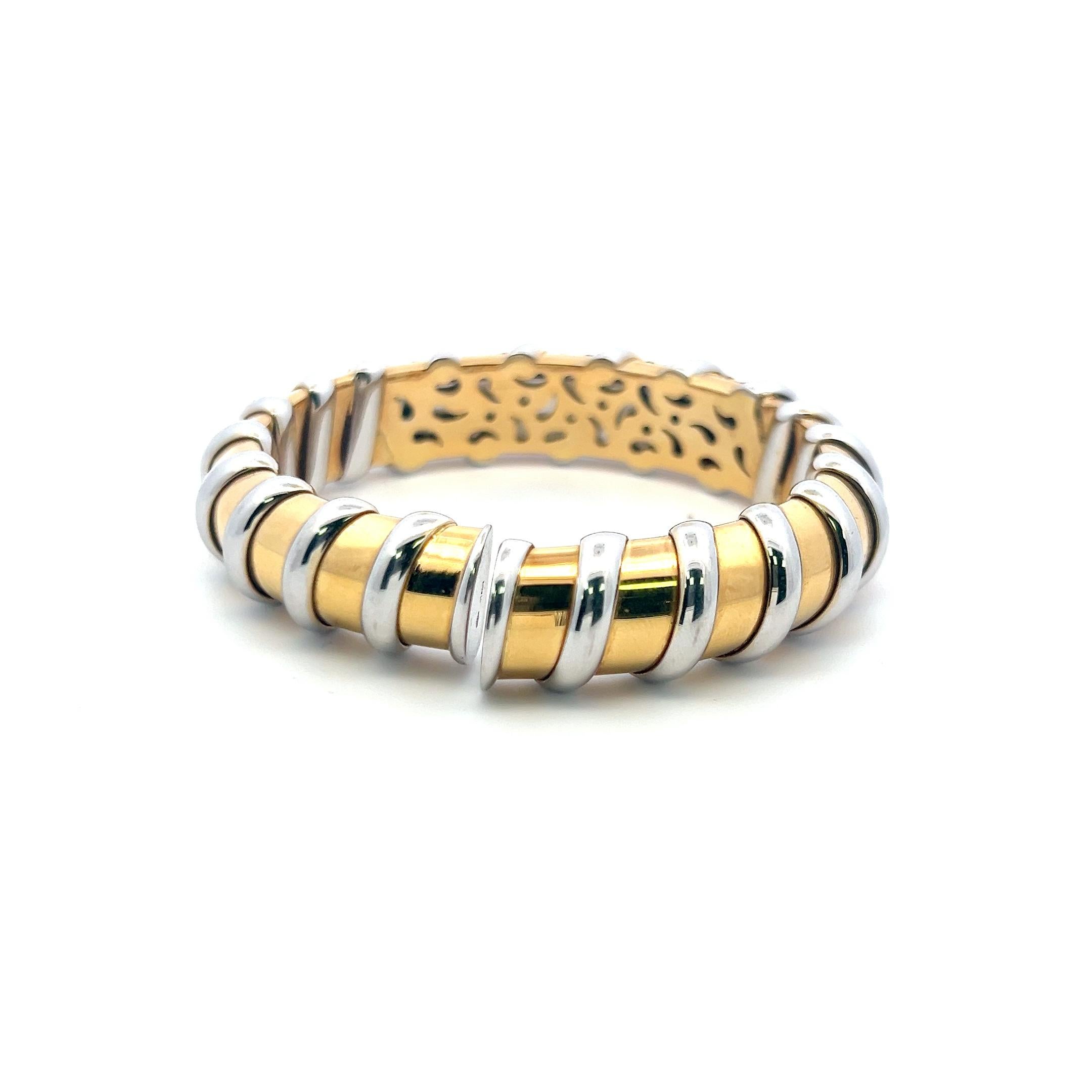 Roberto Coin, manchette en or bicolore 18 carats avec diamants brillants ronds de 8,50 carats en vente 2