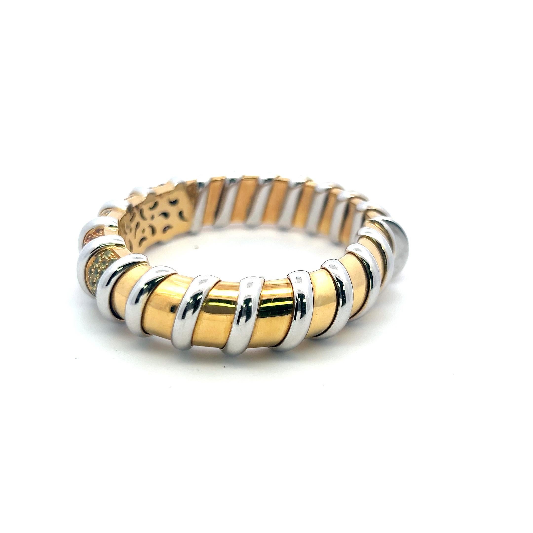Roberto Coin, manchette en or bicolore 18 carats avec diamants brillants ronds de 8,50 carats en vente 3