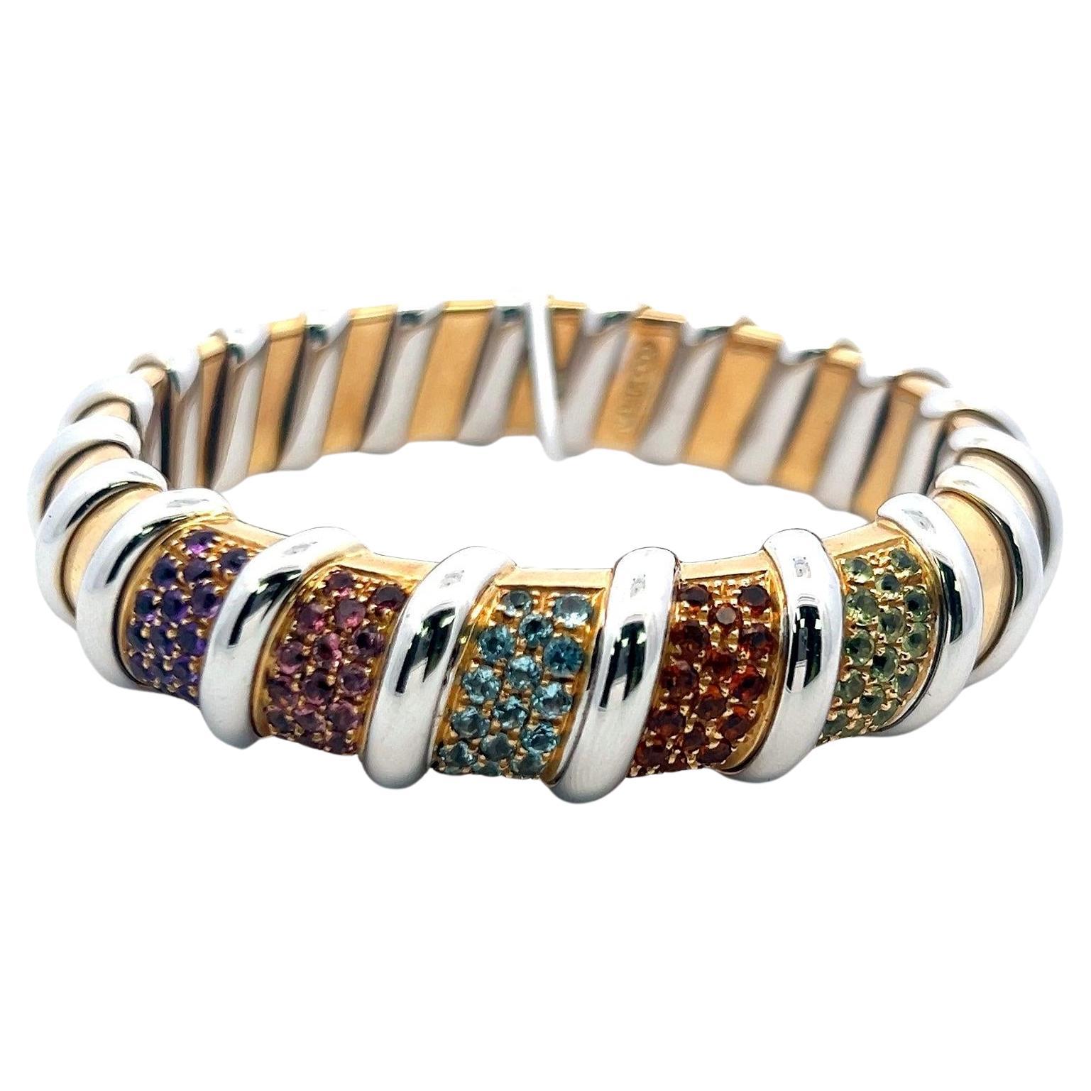 Roberto Coin 8.50 Carat Round Brilliant Diamond 18K Two Tone Gold Cuff Bracelet