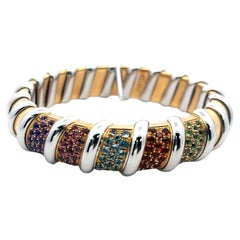 Roberto Coin 8.50 Carat Round Brilliant Diamond 18K Two Tone Gold Cuff Bracelet