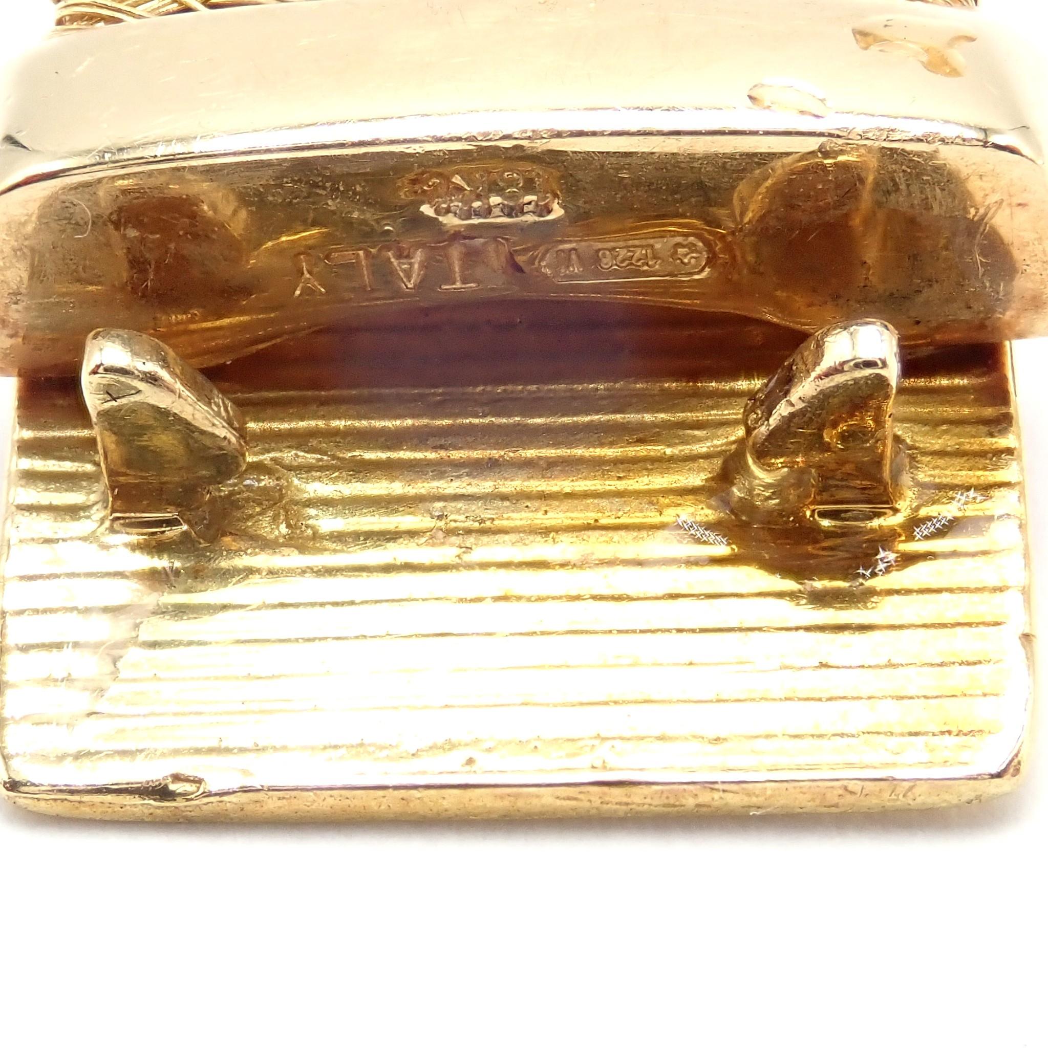 Roberto Coin Bracelet en or jaune tissé en soie avec 9 rangées de diamants et rubis en vente 4