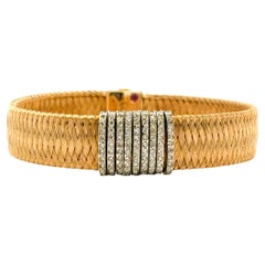 Roberto Coin Bracciale a 9 file di diamanti con trama di seta in oro giallo e bianco 18 ct.