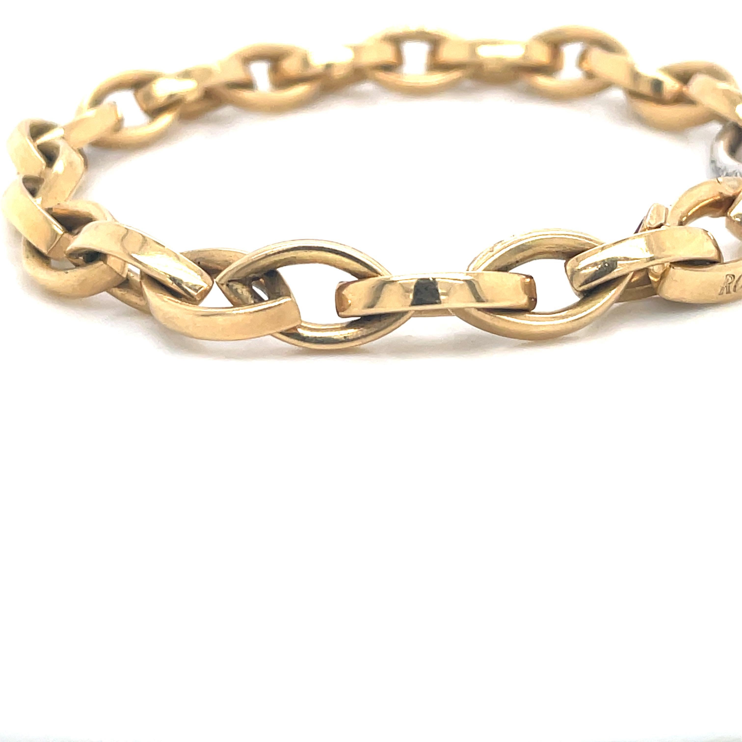 Roberto Coin Almond Diamond Link Bracelet 18 Karat Yellow Gold 16.8 Grams 3