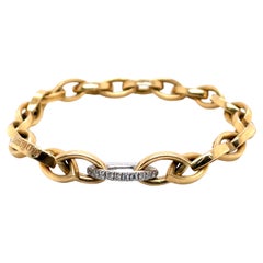 Roberto Coin Almond Diamond Link Bracelet 18 Karat Yellow Gold 16.8 Grams