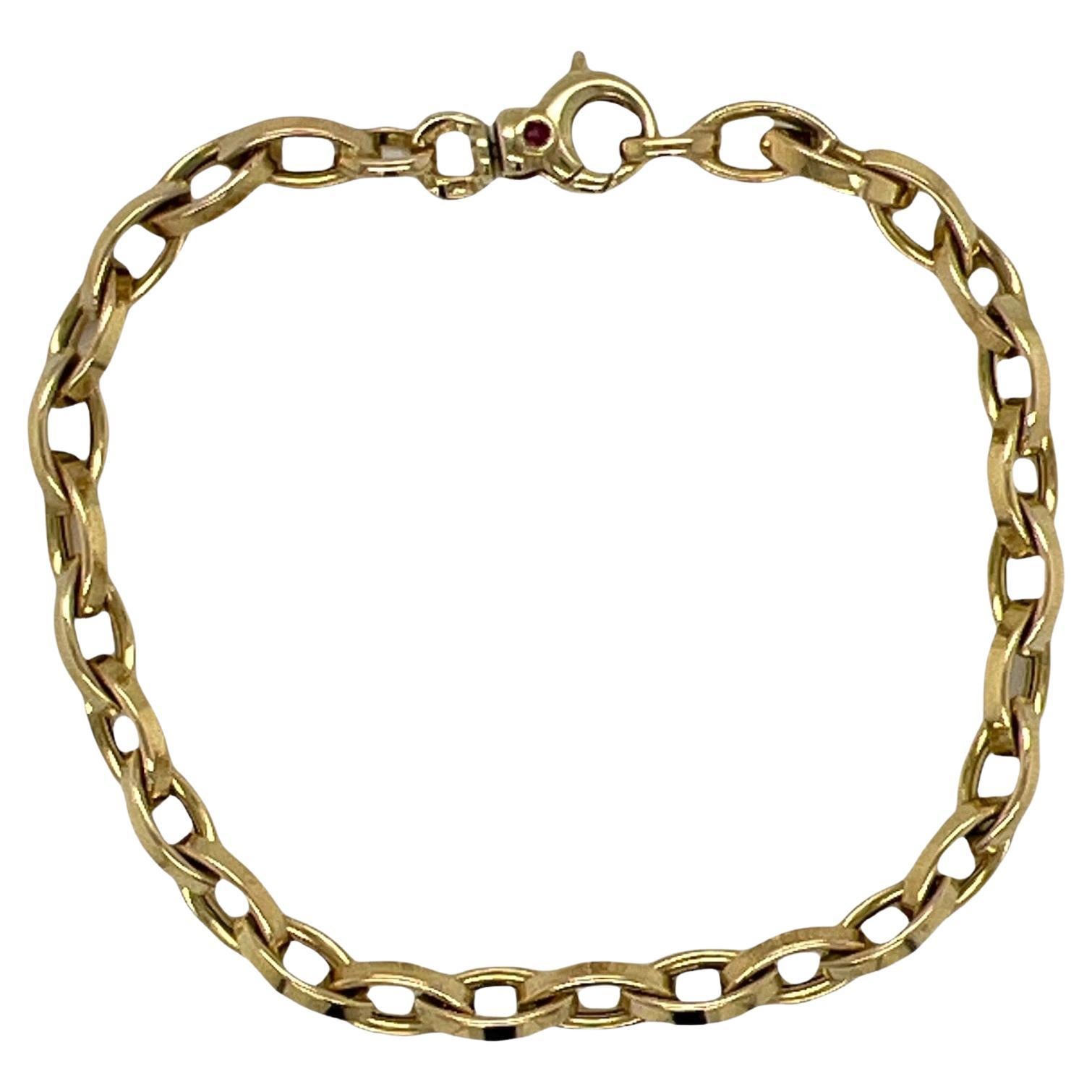 Roberto Coin Almond Link Chain Bracelet 18 Karat Yellow Gold Modern