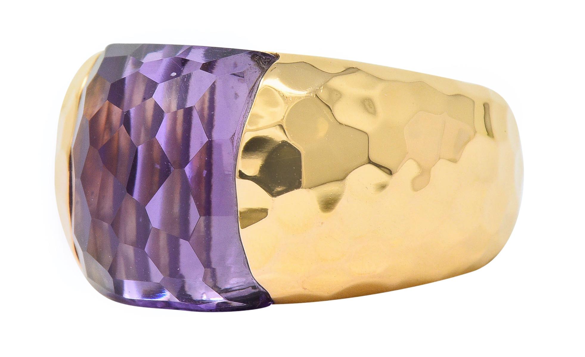 Women's or Men's Roberto Coin Amethyst 18 Karat Rose Gold Gemstone Band Ring