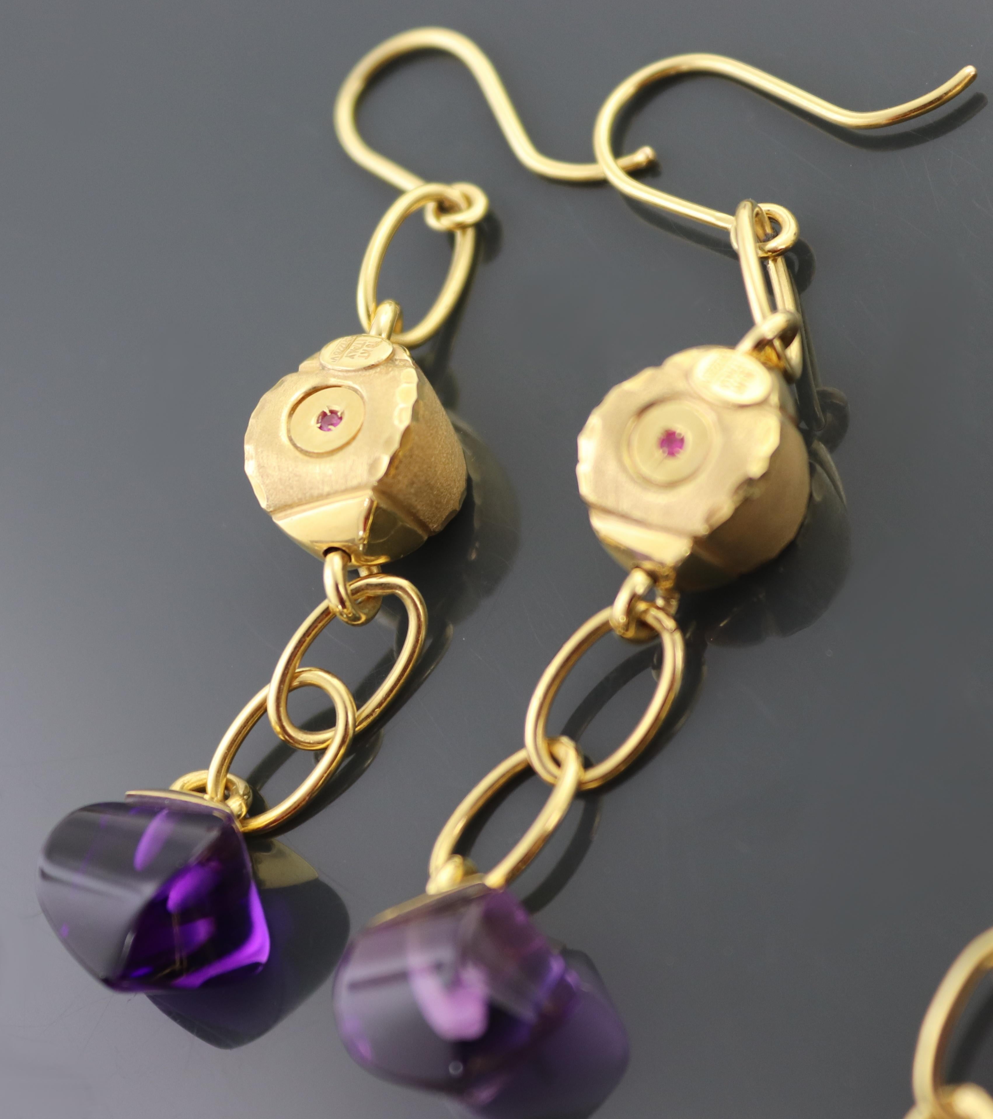 Taglio misto Roberto Coin Collana e orecchini con ametista e oro giallo 18k in vendita