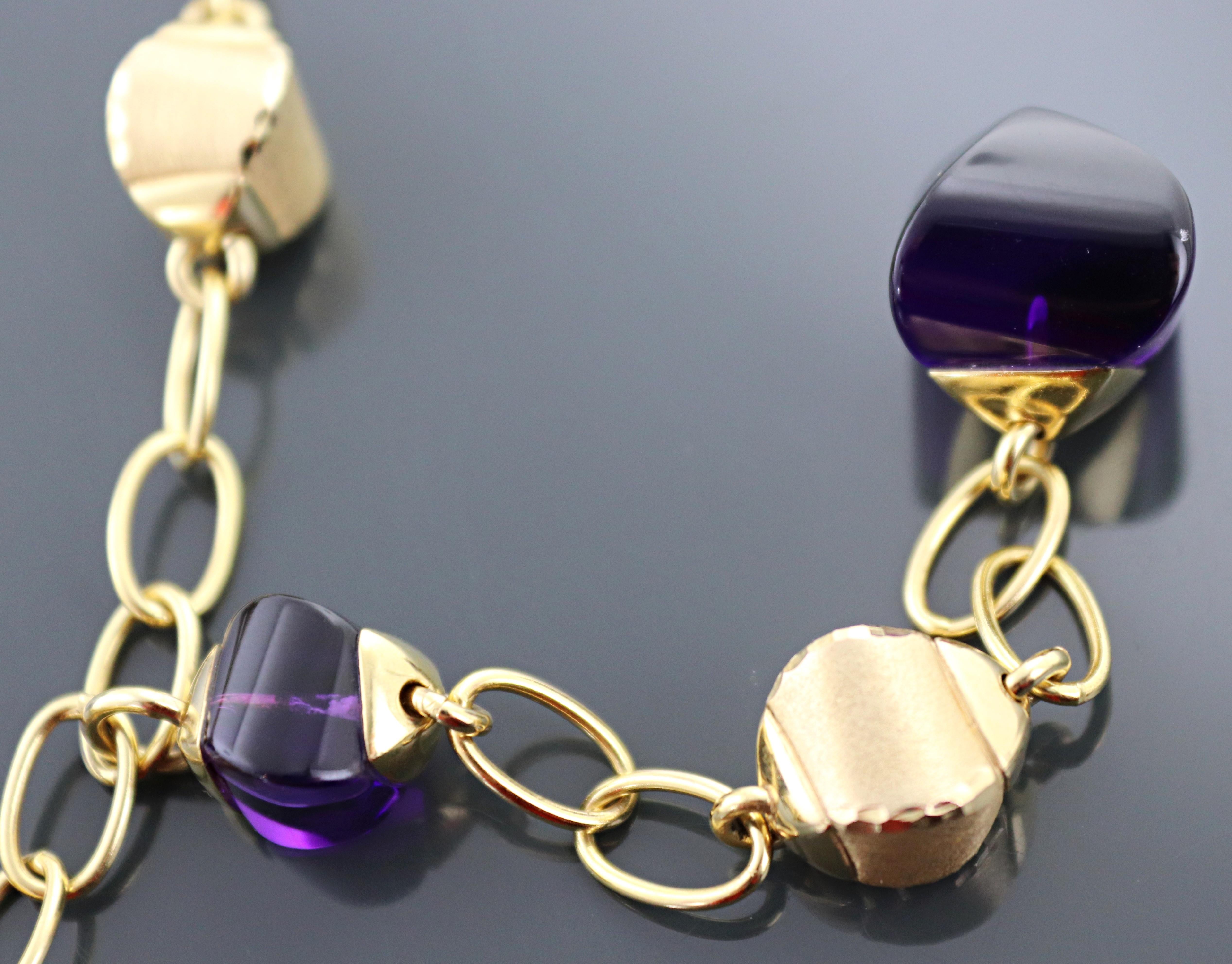 Roberto Coin Collana e orecchini con ametista e oro giallo 18k In condizioni ottime in vendita a Pleasant Hill, CA
